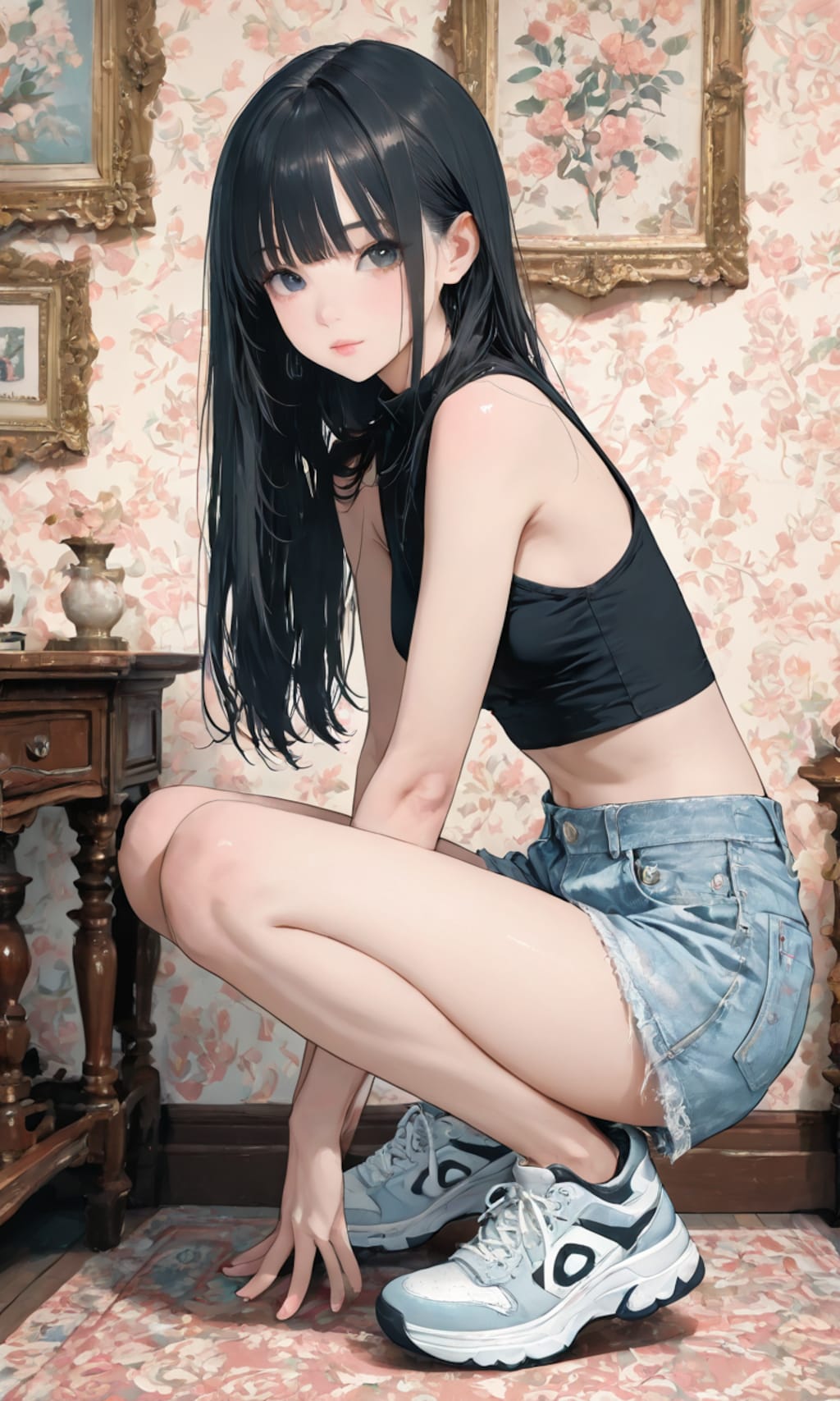 しゃがみ込む子