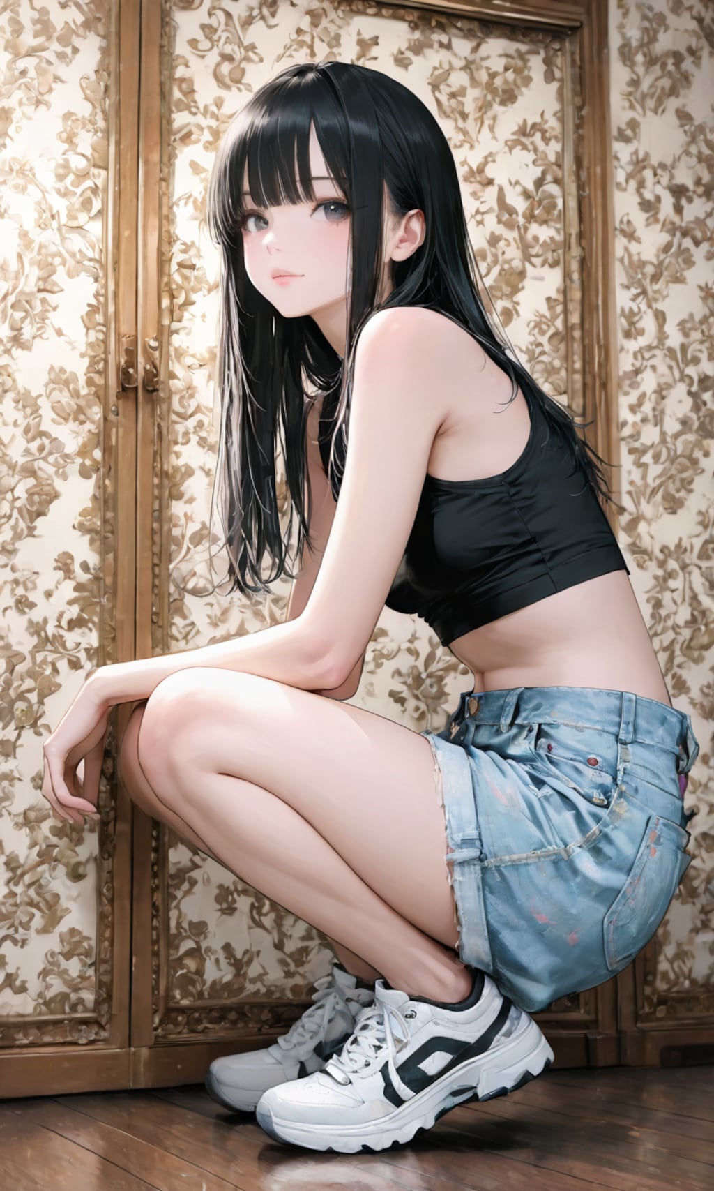 しゃがみ込む子