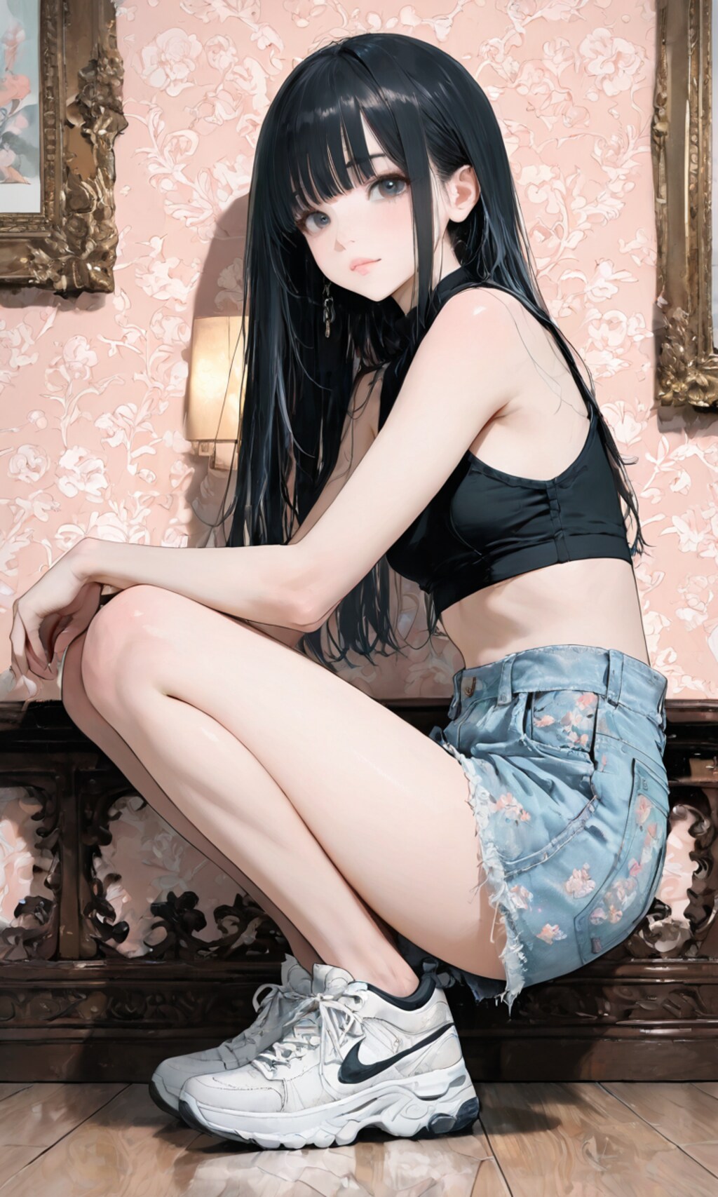 しゃがみ込む子