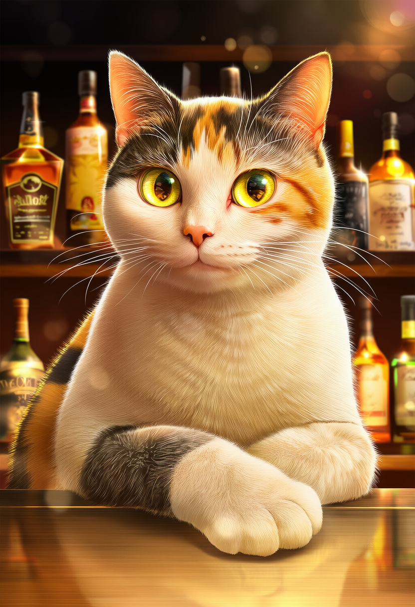 三毛猫バーテンニャー | の人気AIイラスト・グラビア