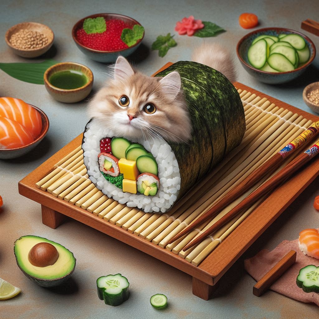 手巻き寿司になった猫 | の人気AIイラスト・グラビア