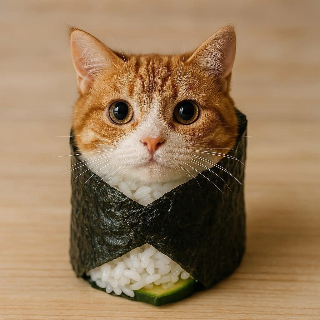 手巻き寿司になった猫
