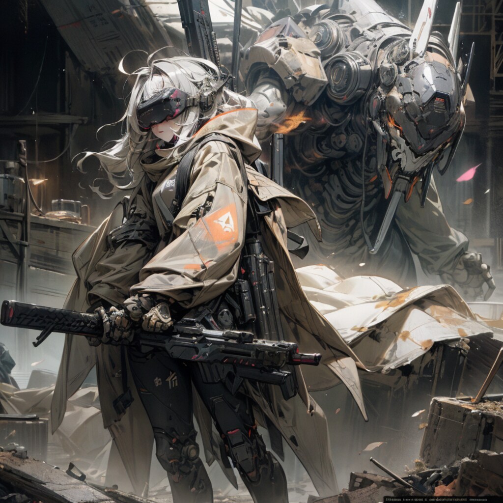 少女兵士とロボット