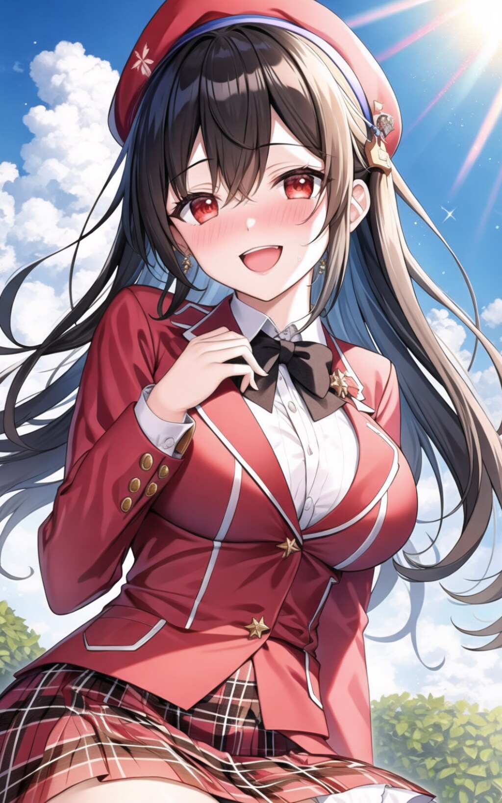 チェック柄＋ベレー帽はお嬢様の法則