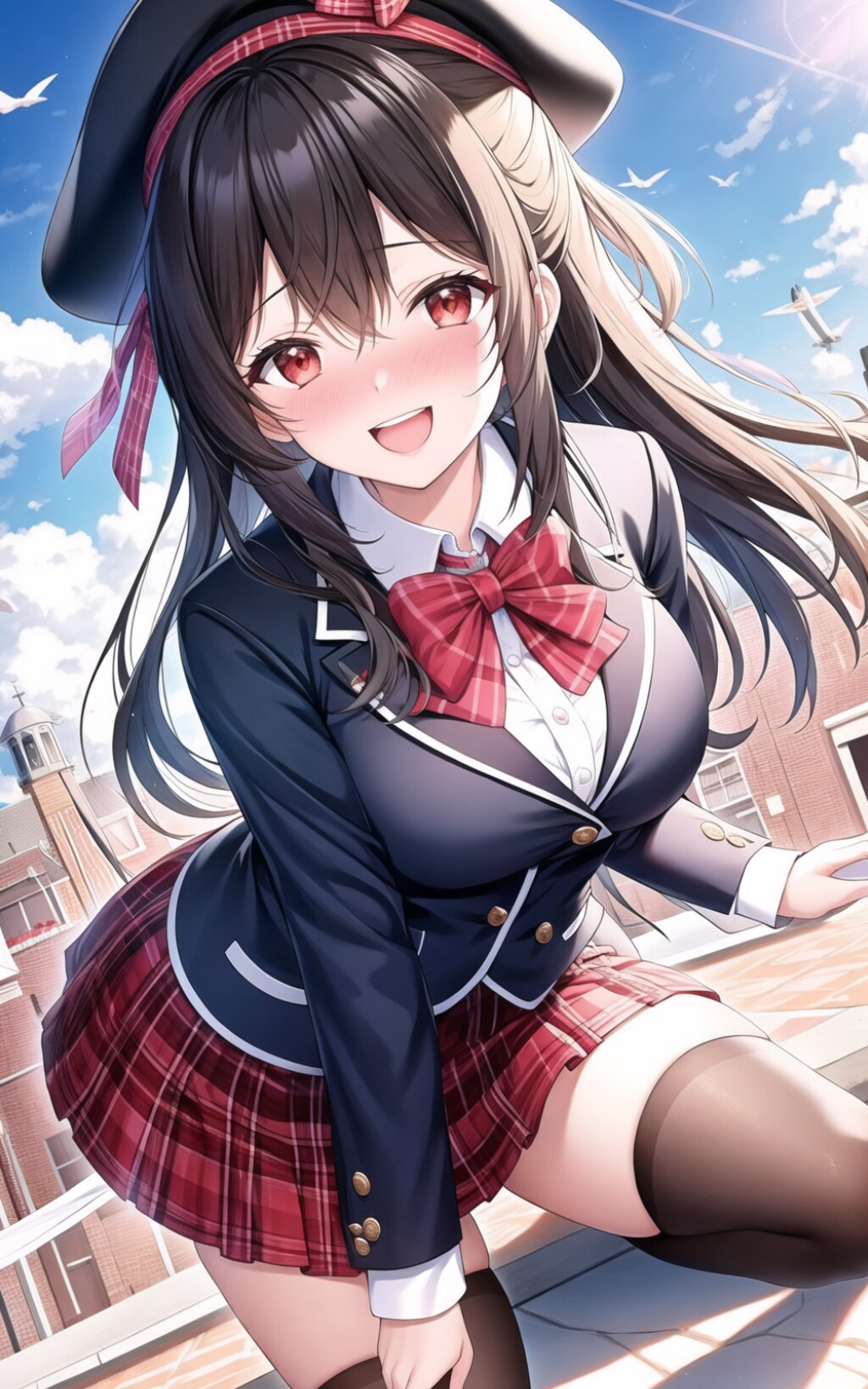 チェック柄＋ベレー帽はお嬢様の法則