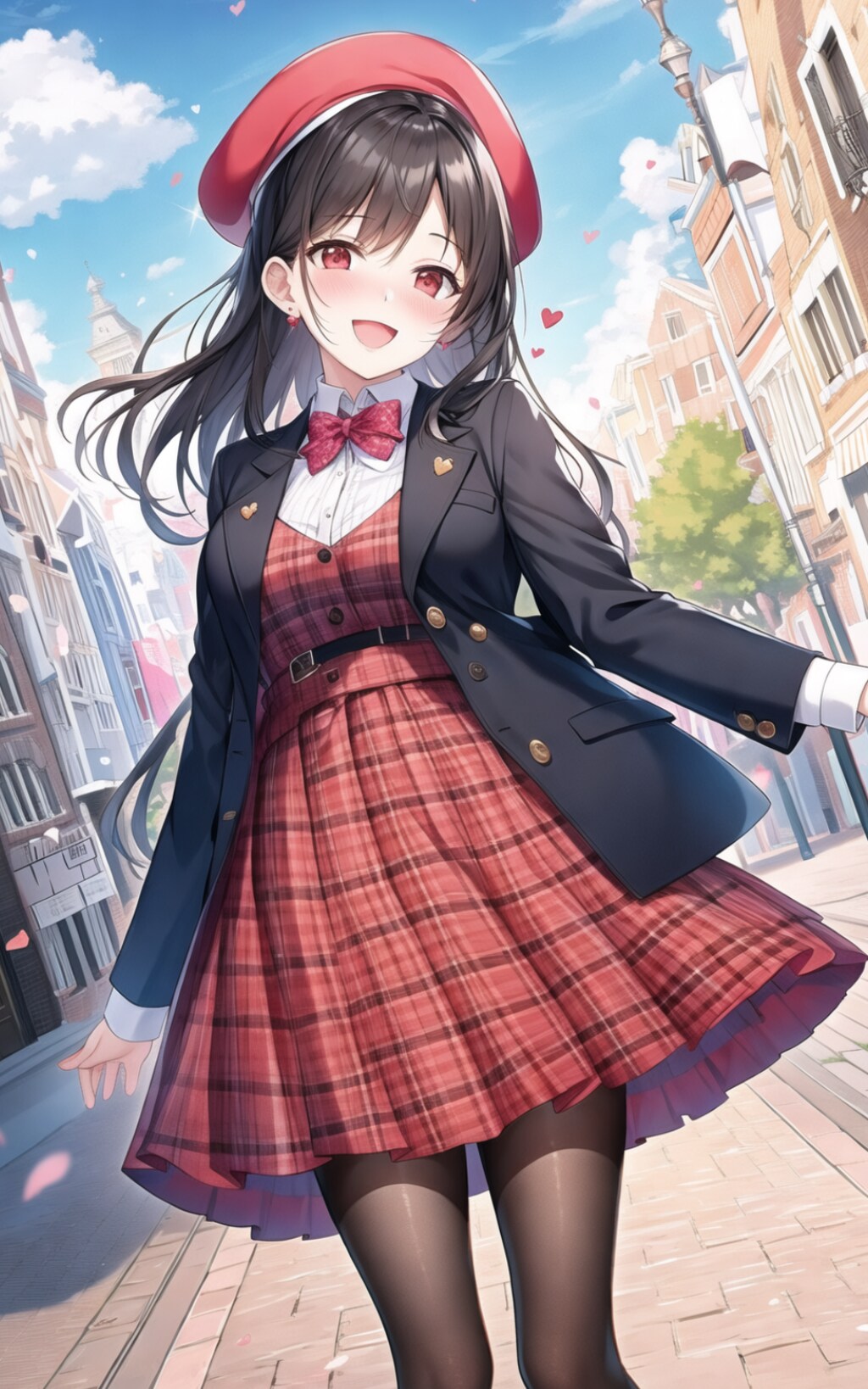 チェック柄＋ベレー帽はお嬢様の法則