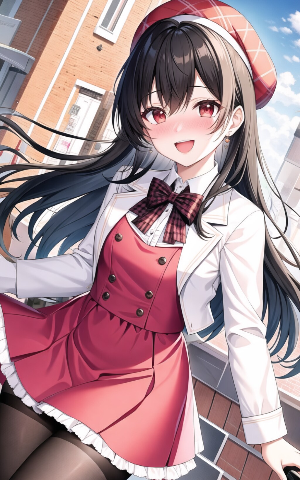 チェック柄＋ベレー帽はお嬢様の法則