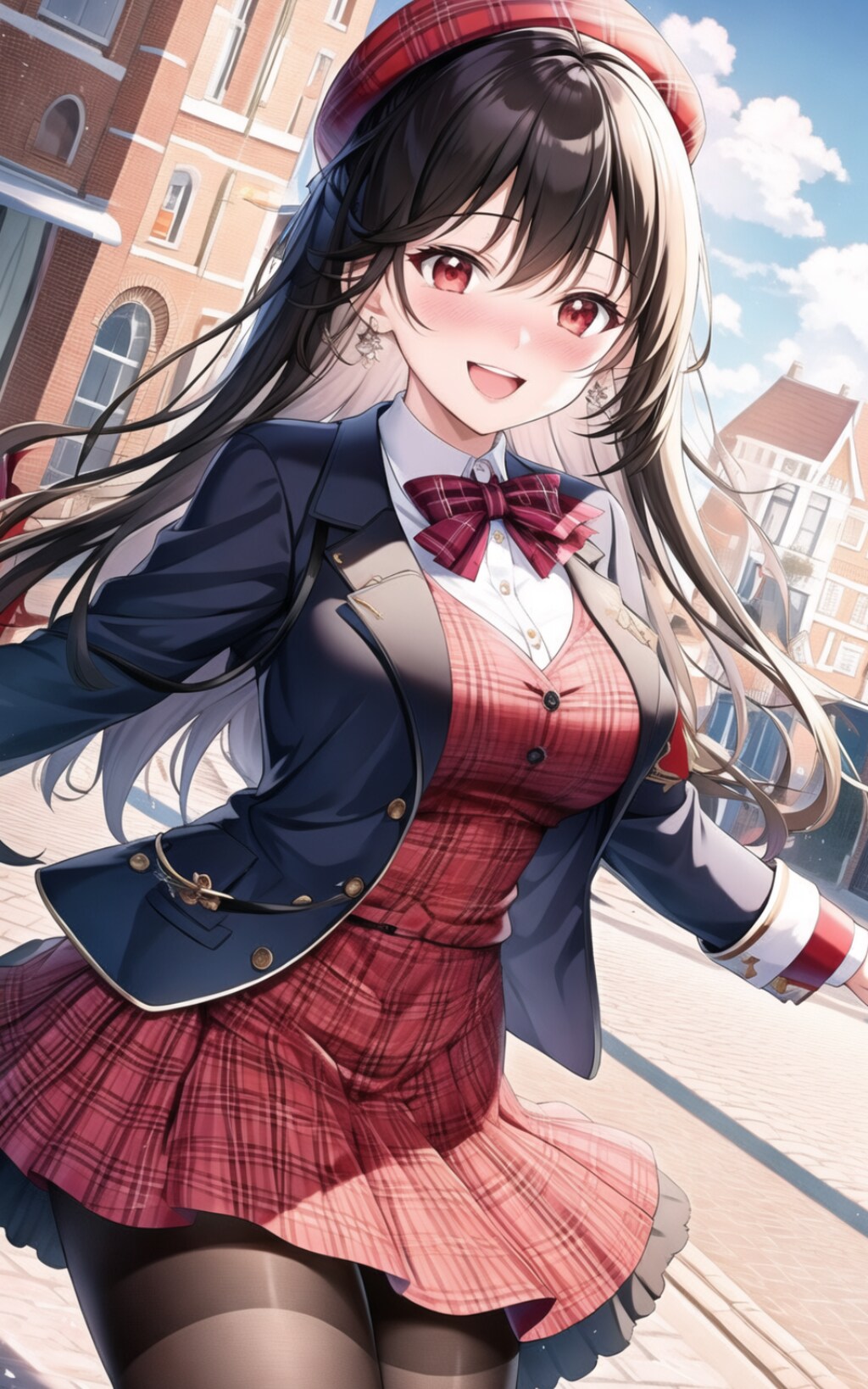 チェック柄＋ベレー帽はお嬢様の法則