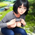 シャツをめくり上げて、おっぱいを見せてくれる眼鏡娘 4枚目