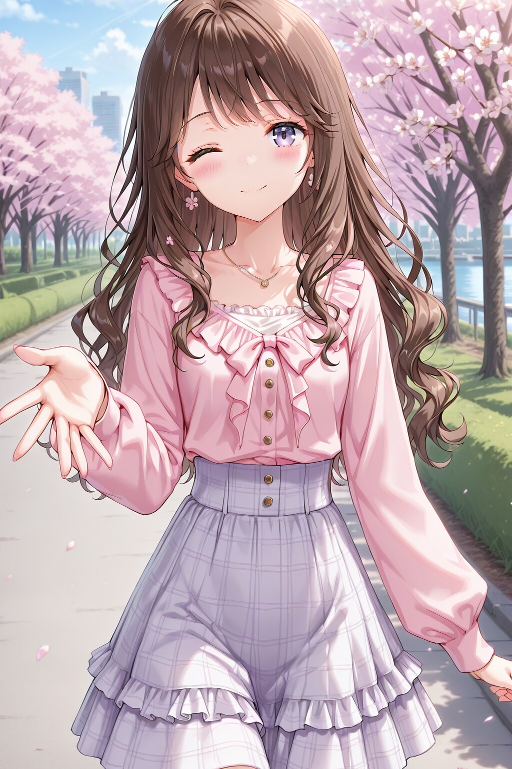 春コーデとウィンク