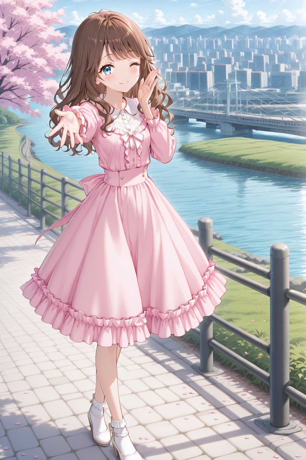 春コーデとウィンク