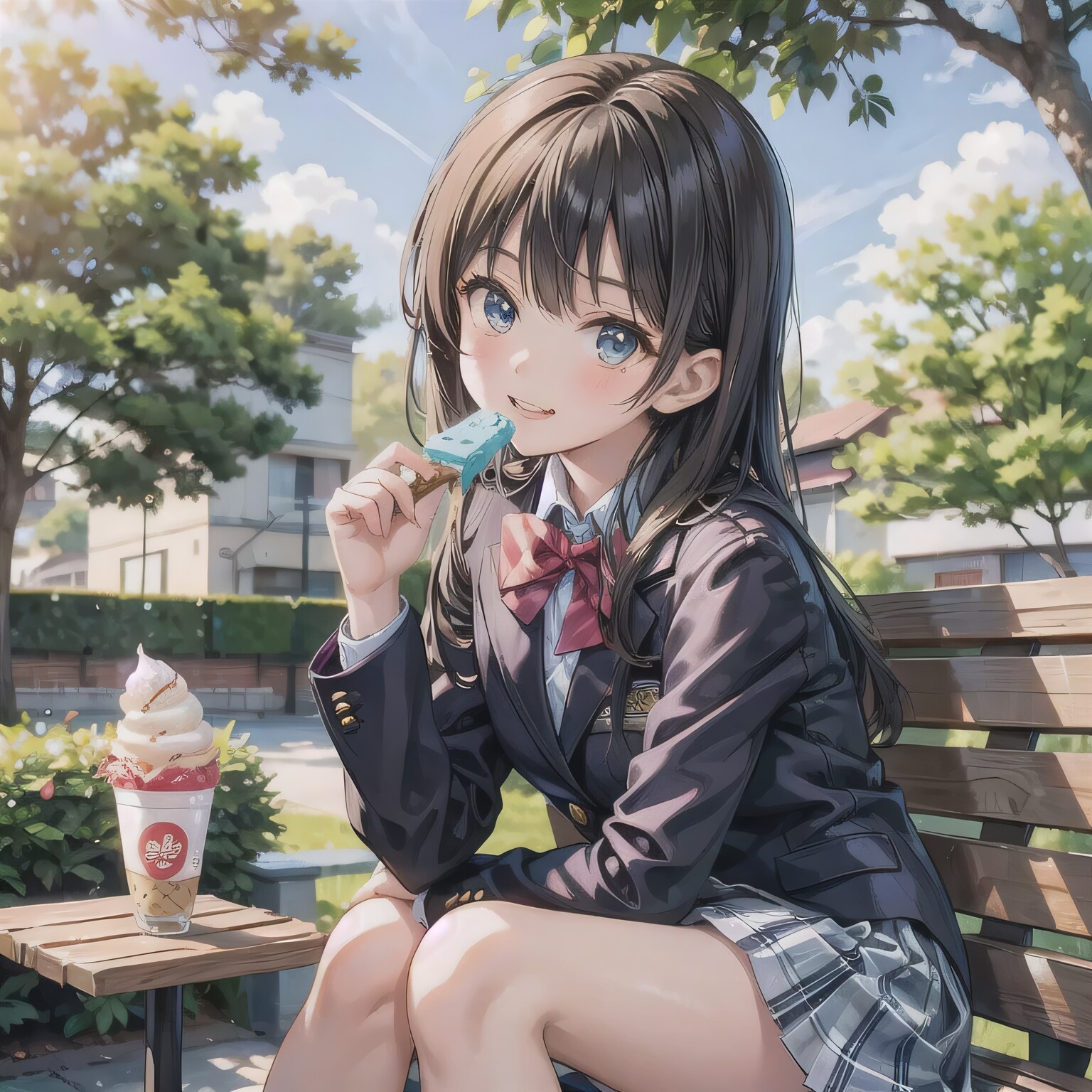 黒髪ロングでブレザーの少女３３ | の人気AIイラスト・グラビア