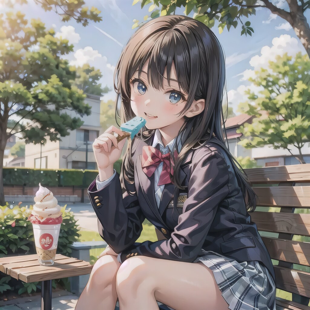 黒髪ロングでブレザーの少女３３