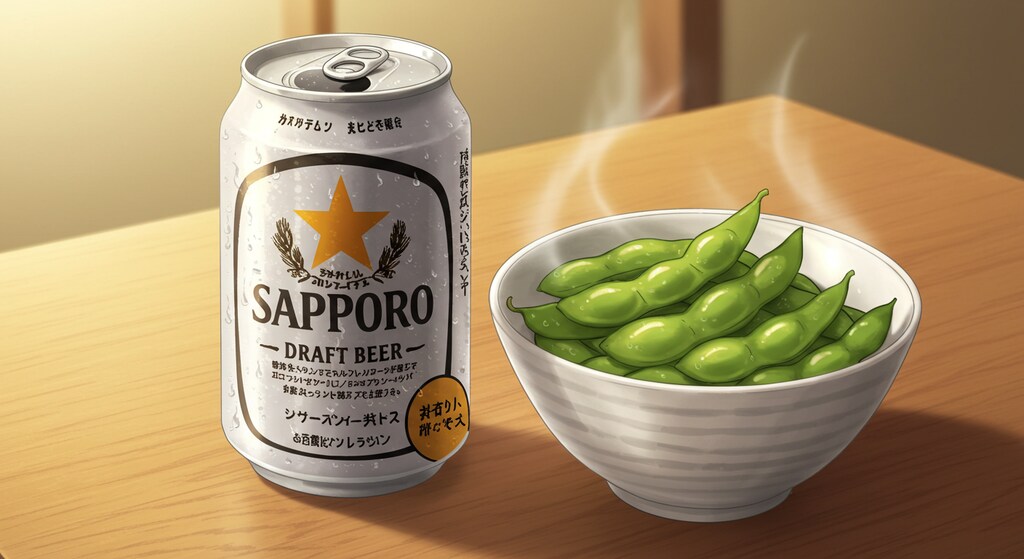 缶ビールと枝豆