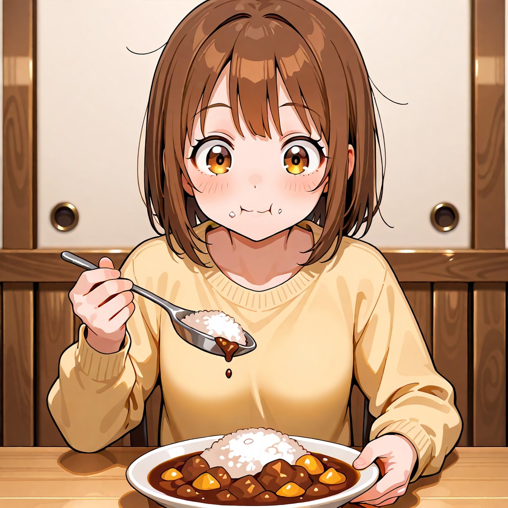 カレーライスを食べる少女 | の人気AIイラスト・グラビア