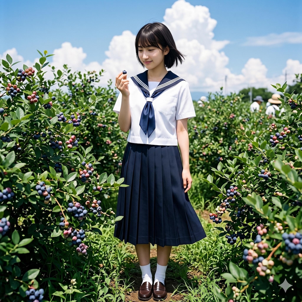 普通の美少女　ブルーベリー狩り