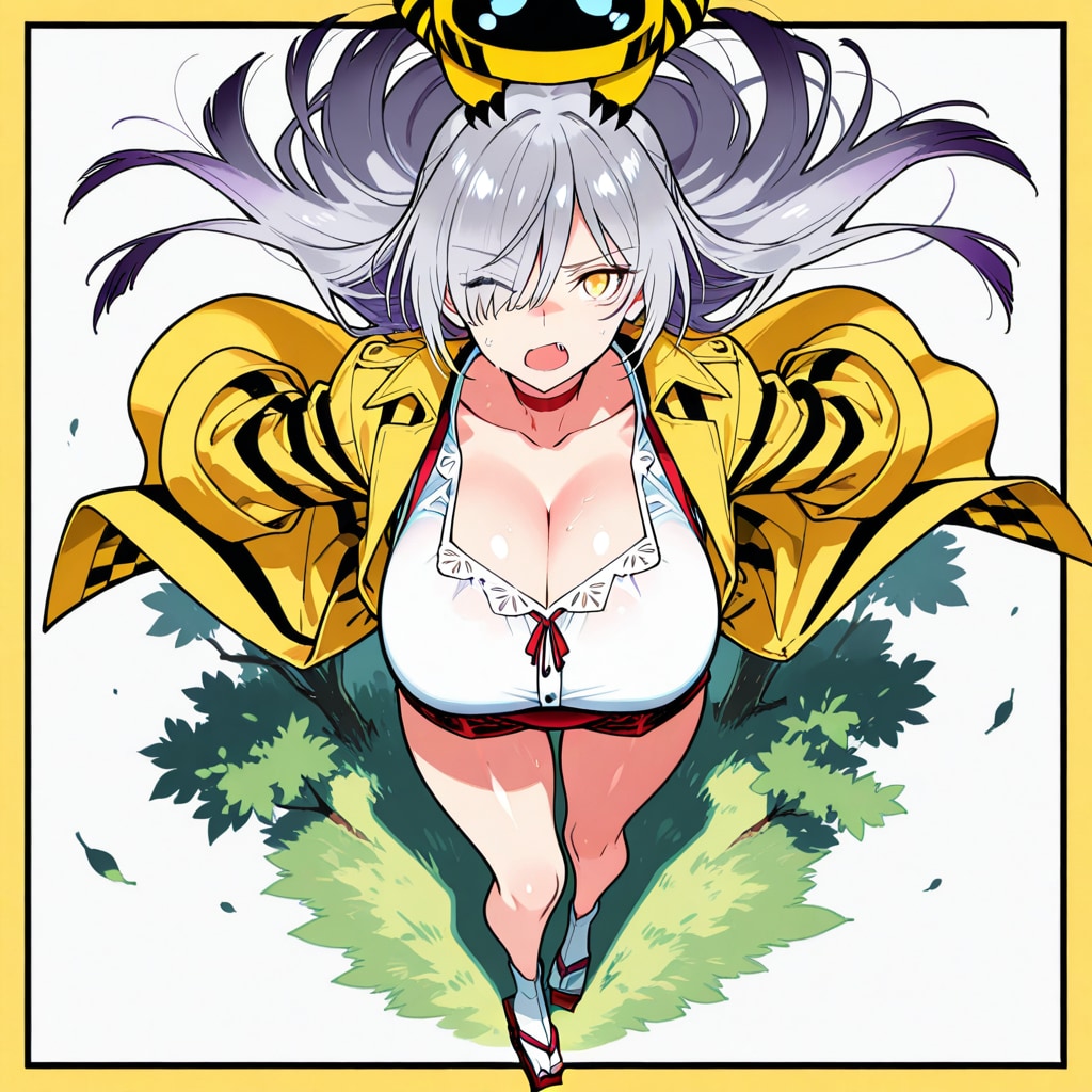 女体化鬼太郎なんだけど片目が髪の毛で隠れてるの以外プロンプトの指示が機能してないな