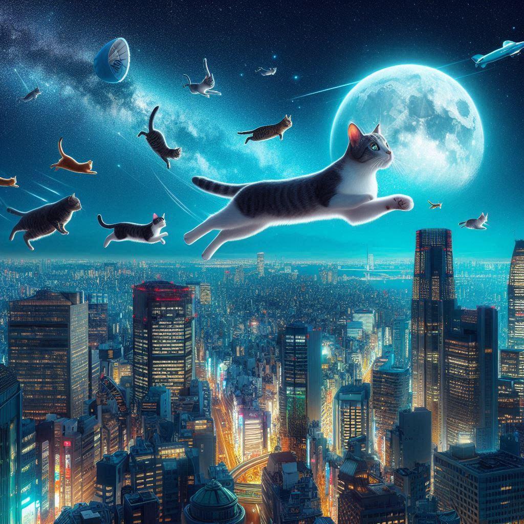 猫集会の夜 | の人気AIイラスト・グラビア