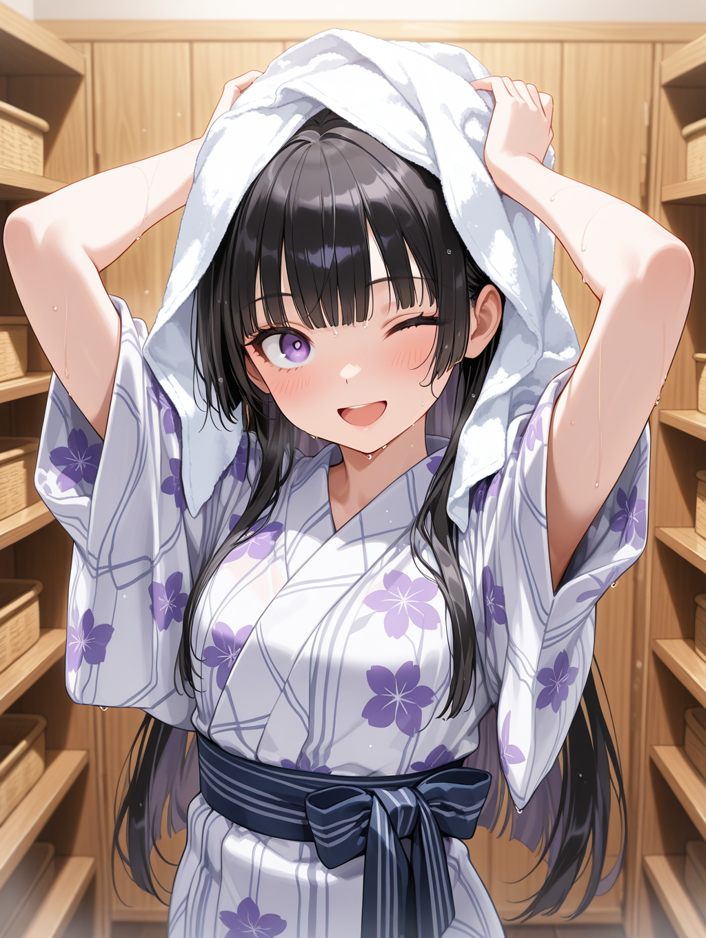 餅家の嬉ひまりちゃん 温泉上がりに髪を乾かしている〇〇ちゃんシリーズ