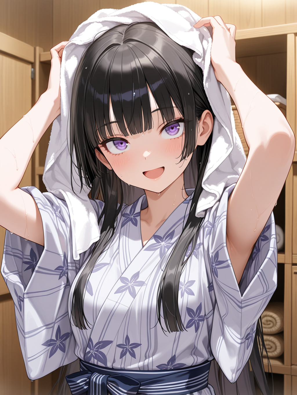 餅家の嬉ひまりちゃん 温泉上がりに髪を乾かしている〇〇ちゃんシリーズ