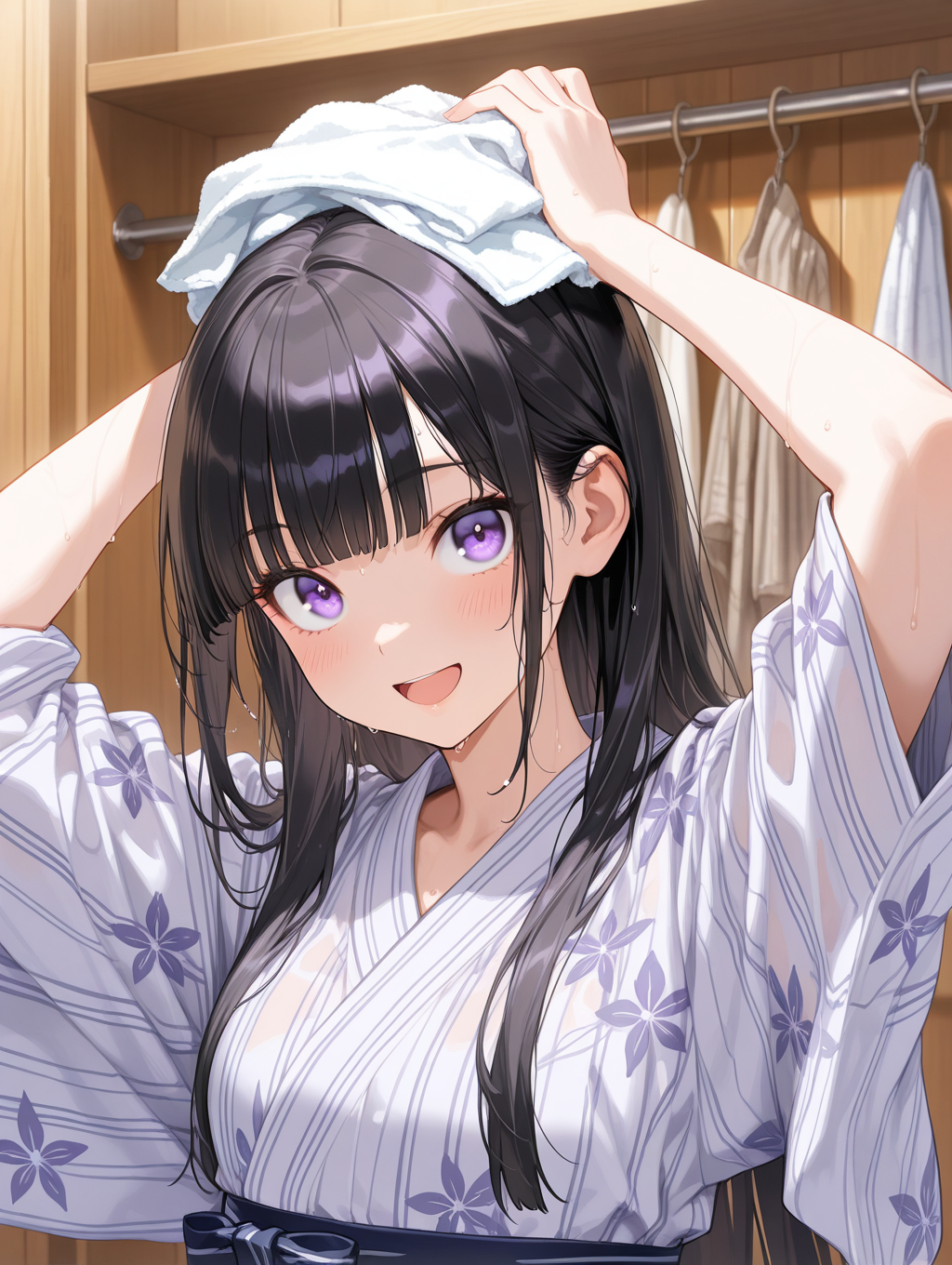 餅家の嬉ひまりちゃん 温泉上がりに髪を乾かしている〇〇ちゃんシリーズ | の人気AIイラスト・グラビア