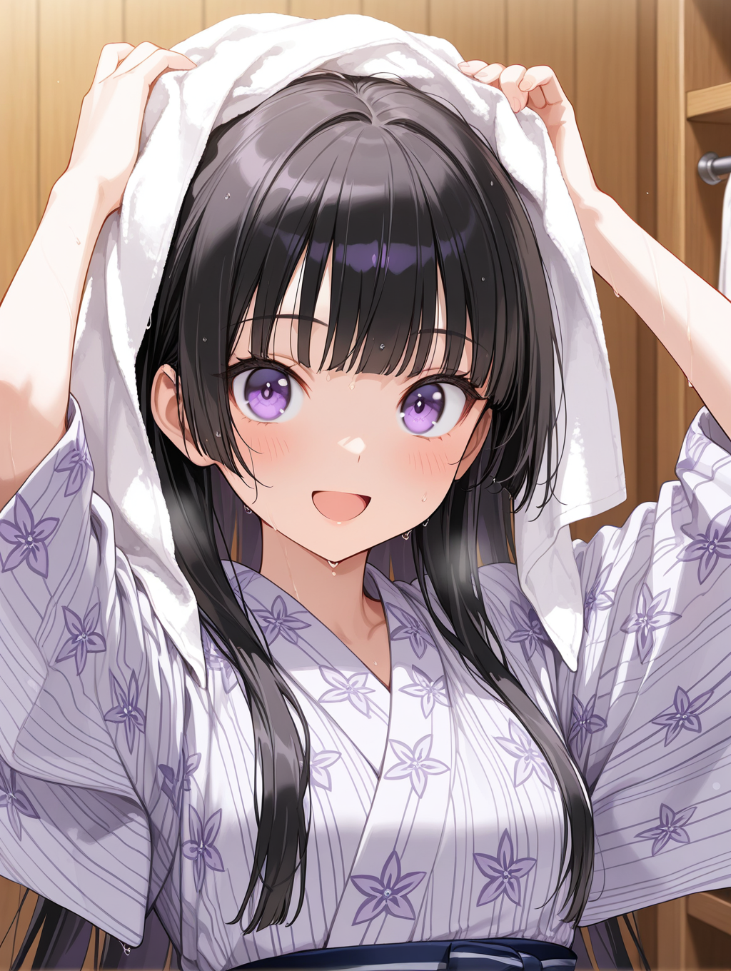 餅家の嬉ひまりちゃん 温泉上がりに髪を乾かしている〇〇ちゃんシリーズ