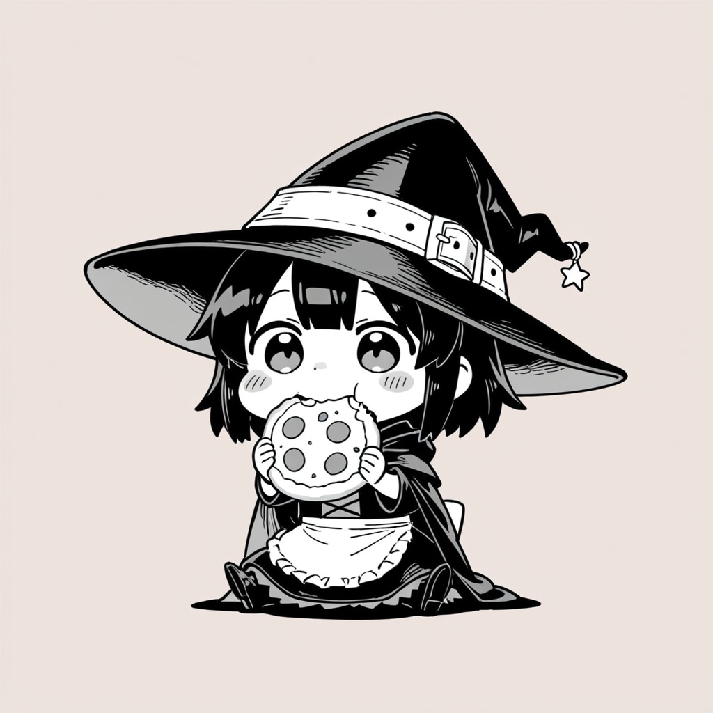 モノクロ　ピザ🍕喰う魔女 | の人気AIイラスト・グラビア