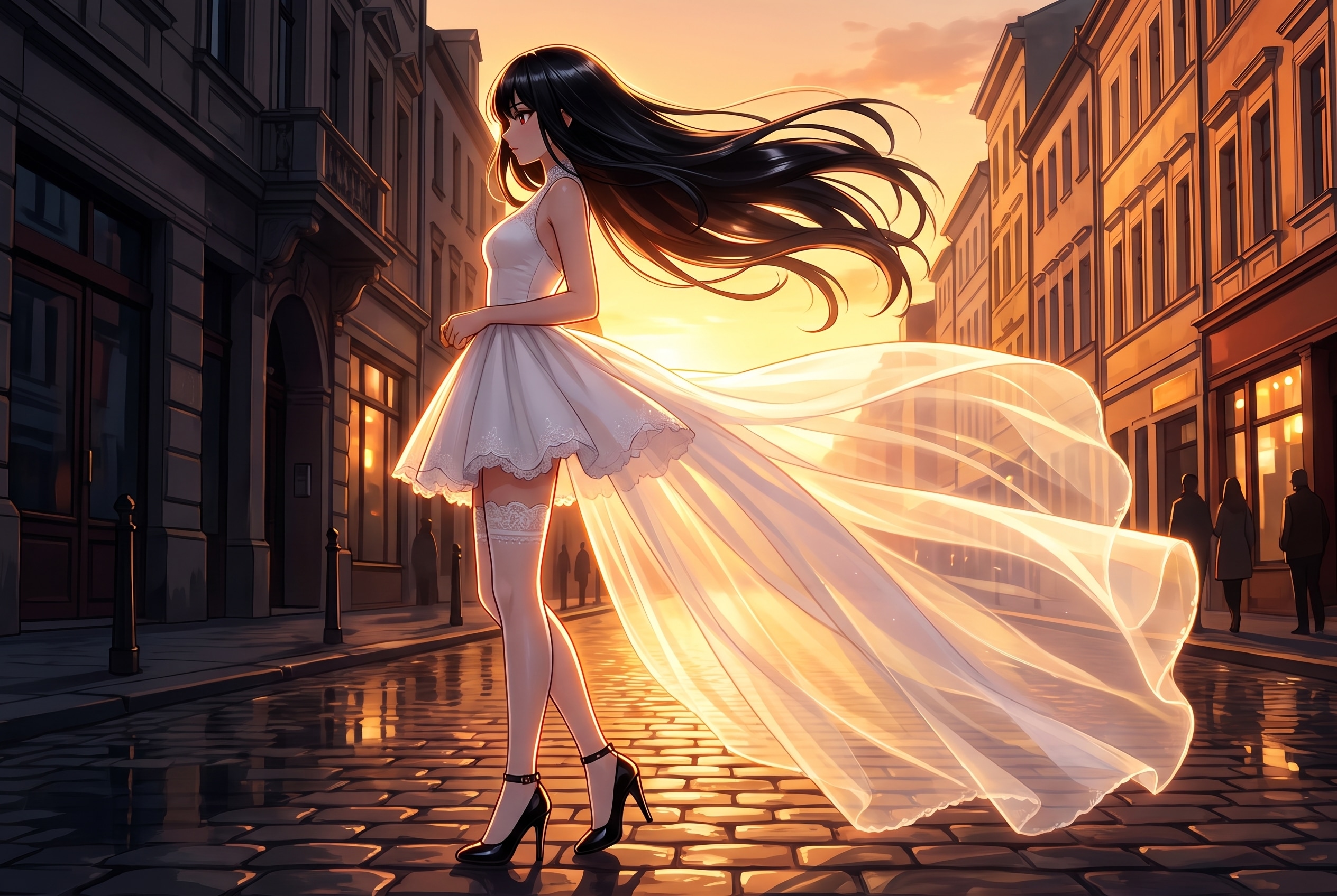 黄昏街路の純白花嫁 | の人気AIイラスト・グラビア
