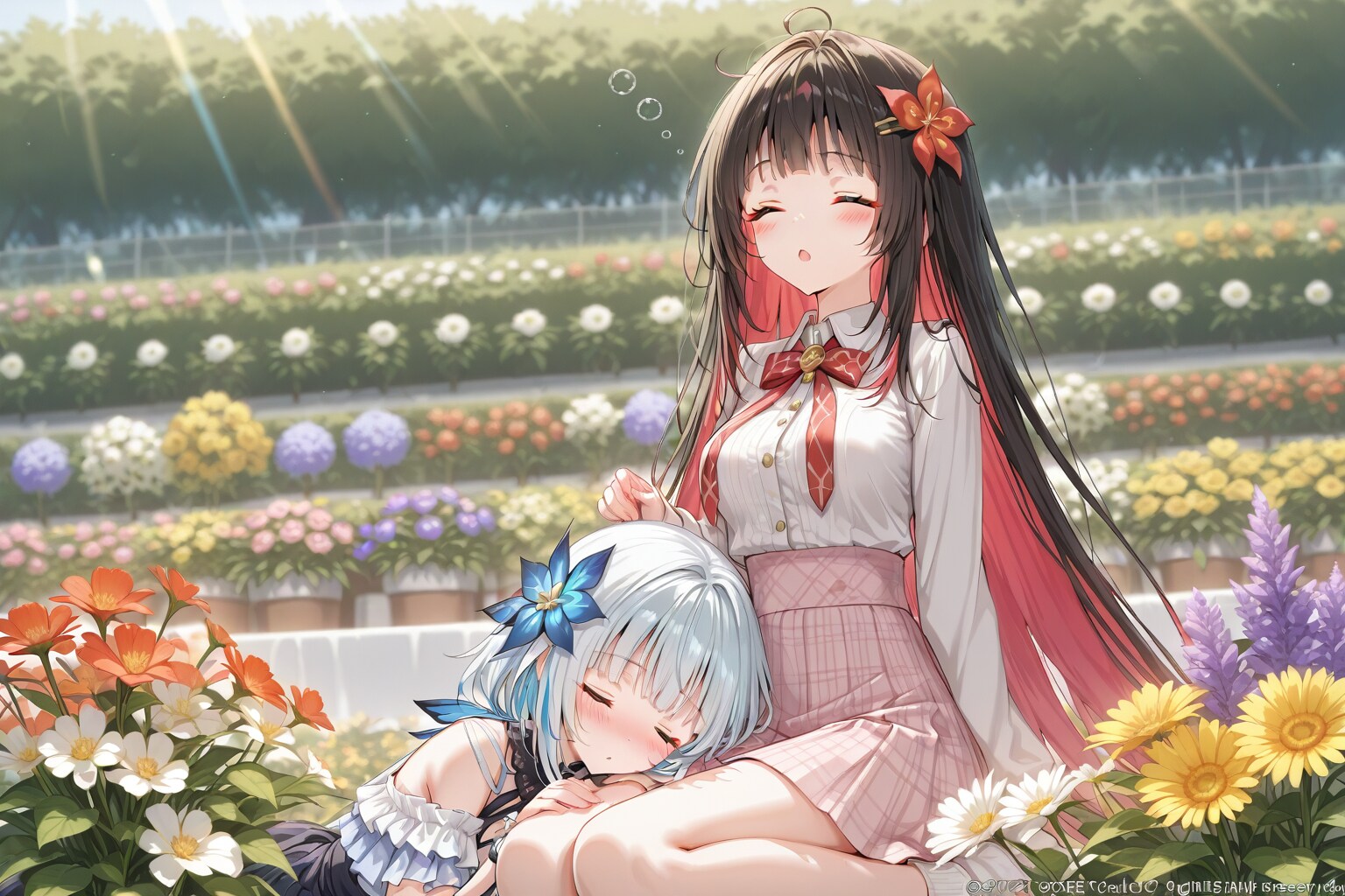 花壇でうたた寝