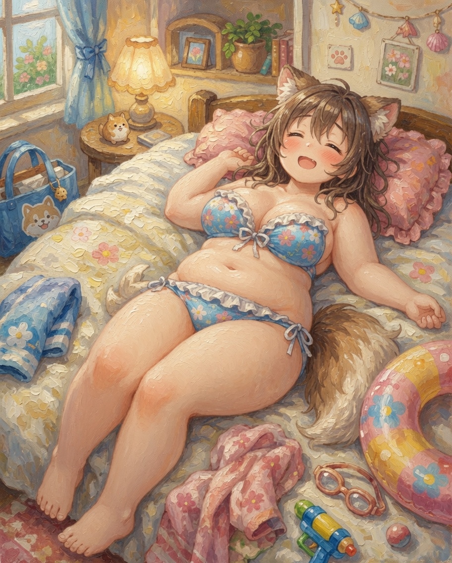 プールで遊びすぎてへとへと
