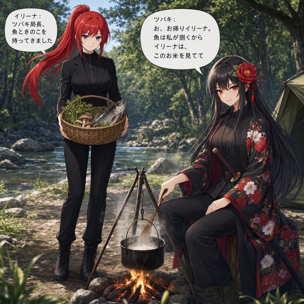 ツバキとイリーナのキャンプ