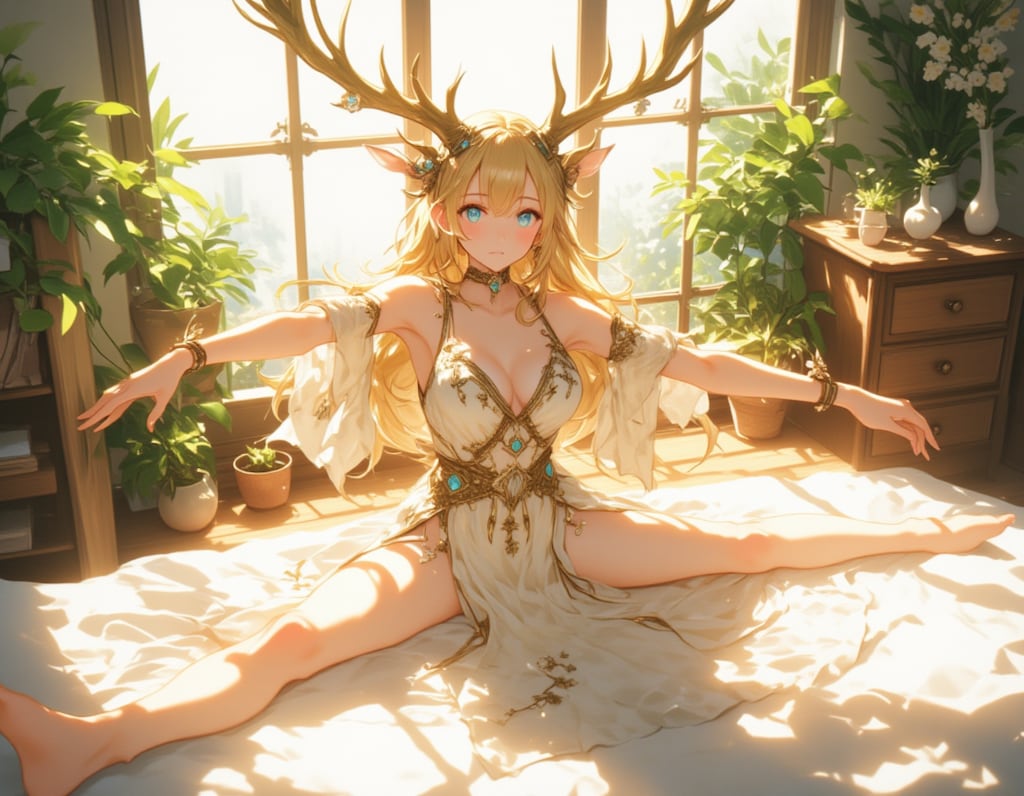 森のバレリーナ ― 優雅に開脚するエルフ