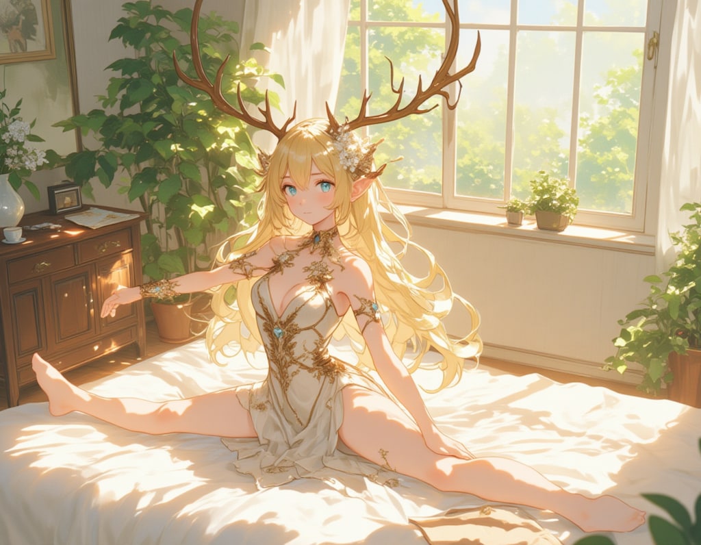 森のバレリーナ ― 優雅に開脚するエルフ