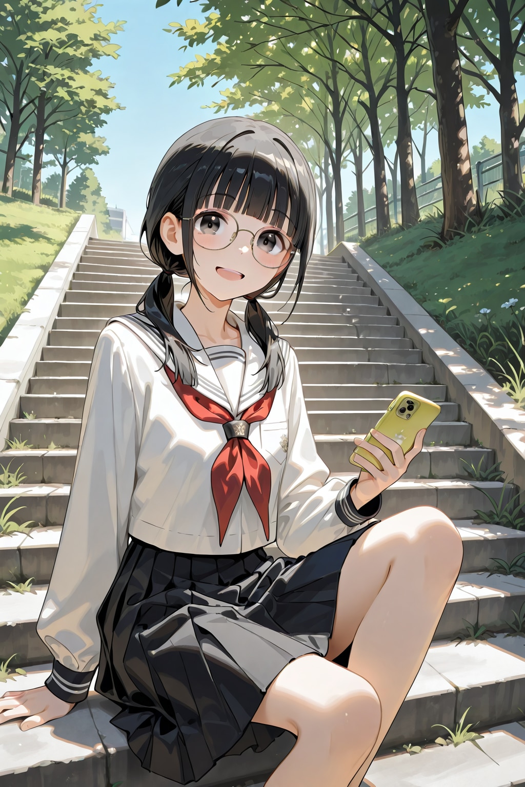 眼鏡×公立ダサ制服女子４０ | の人気AIイラスト・グラビア