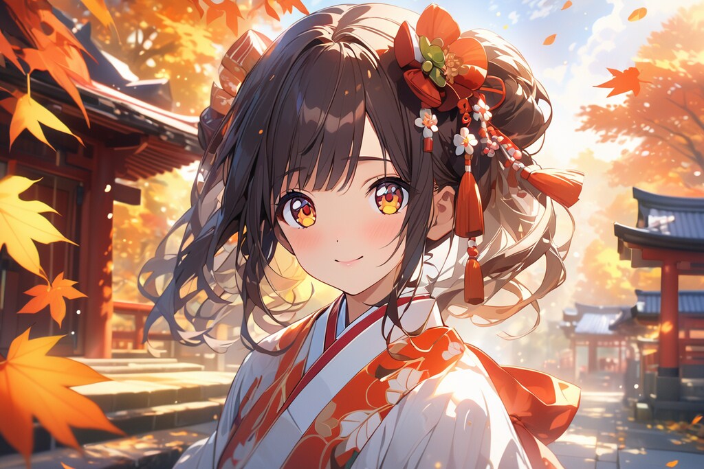 VEGA] 紅葉の神社と巫女さん