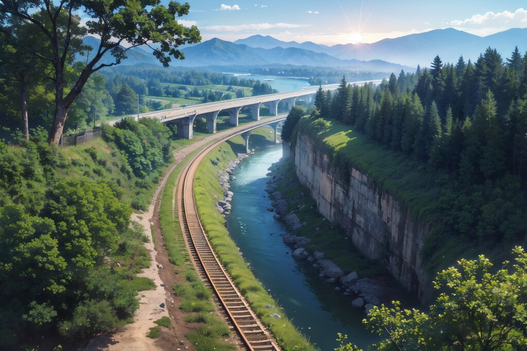 【風景画】橋と川