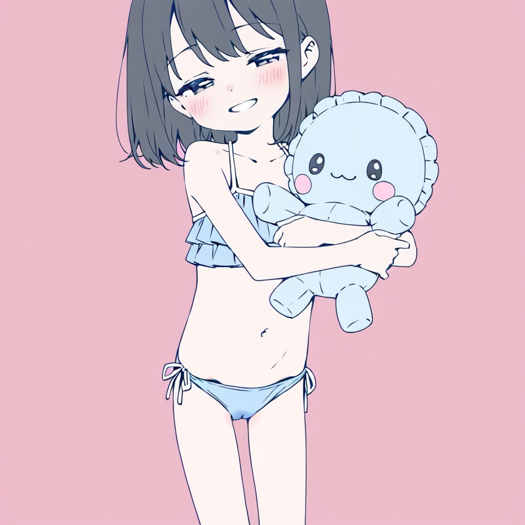 ぬいぐるみと水着ガール