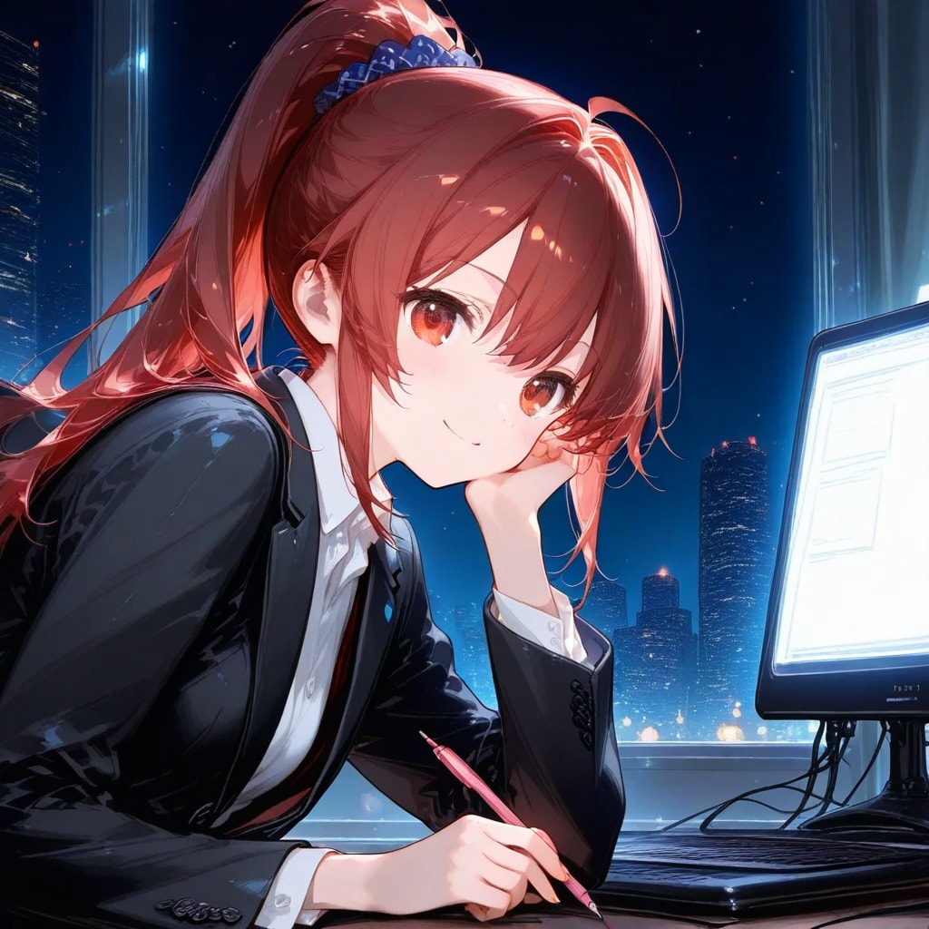 終わらないお仕事でもポシティヴに | の人気AIイラスト・グラビア