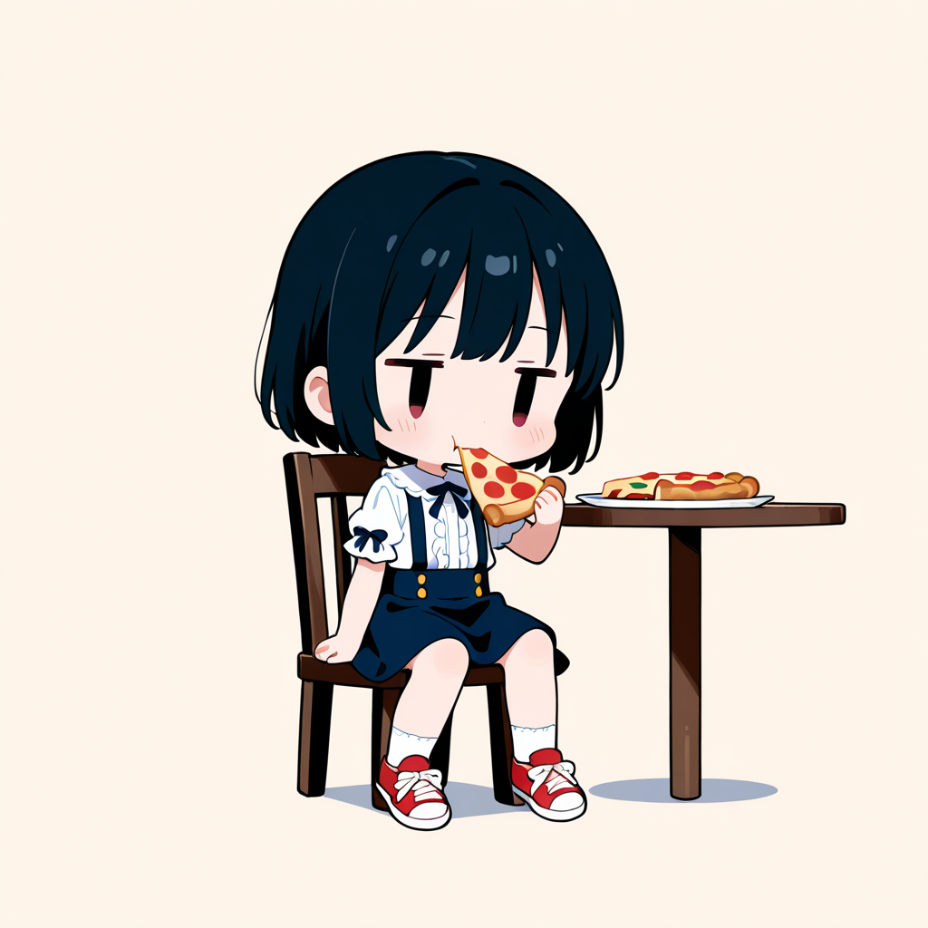 おピッツァを食べる