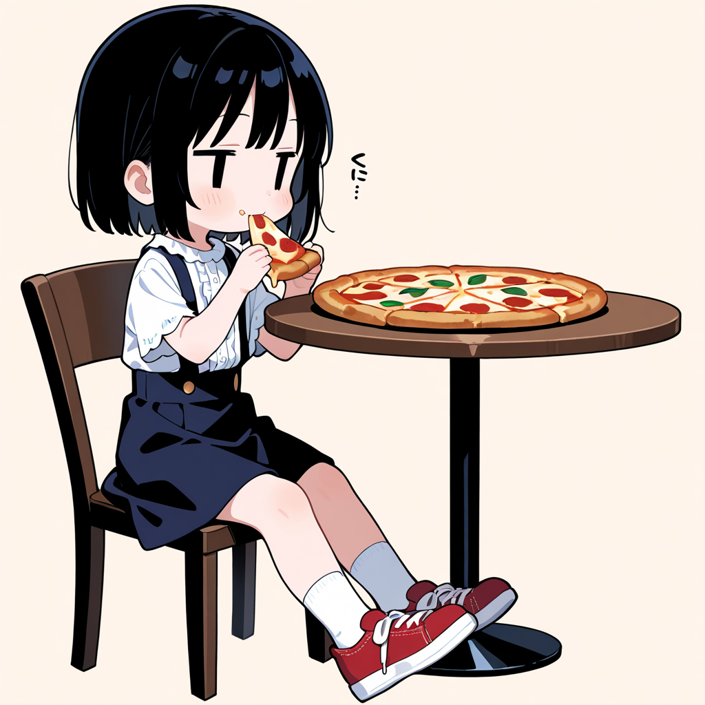 おピッツァを食べる