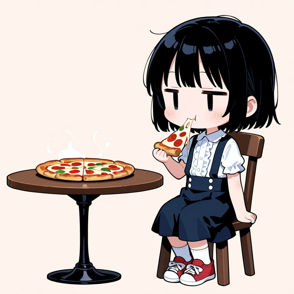 おピッツァを食べる