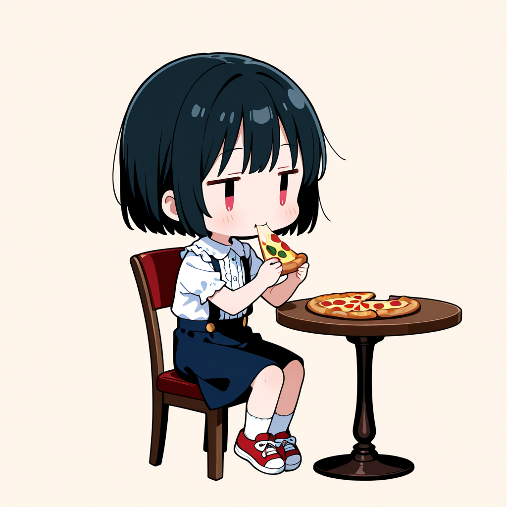 おピッツァを食べる