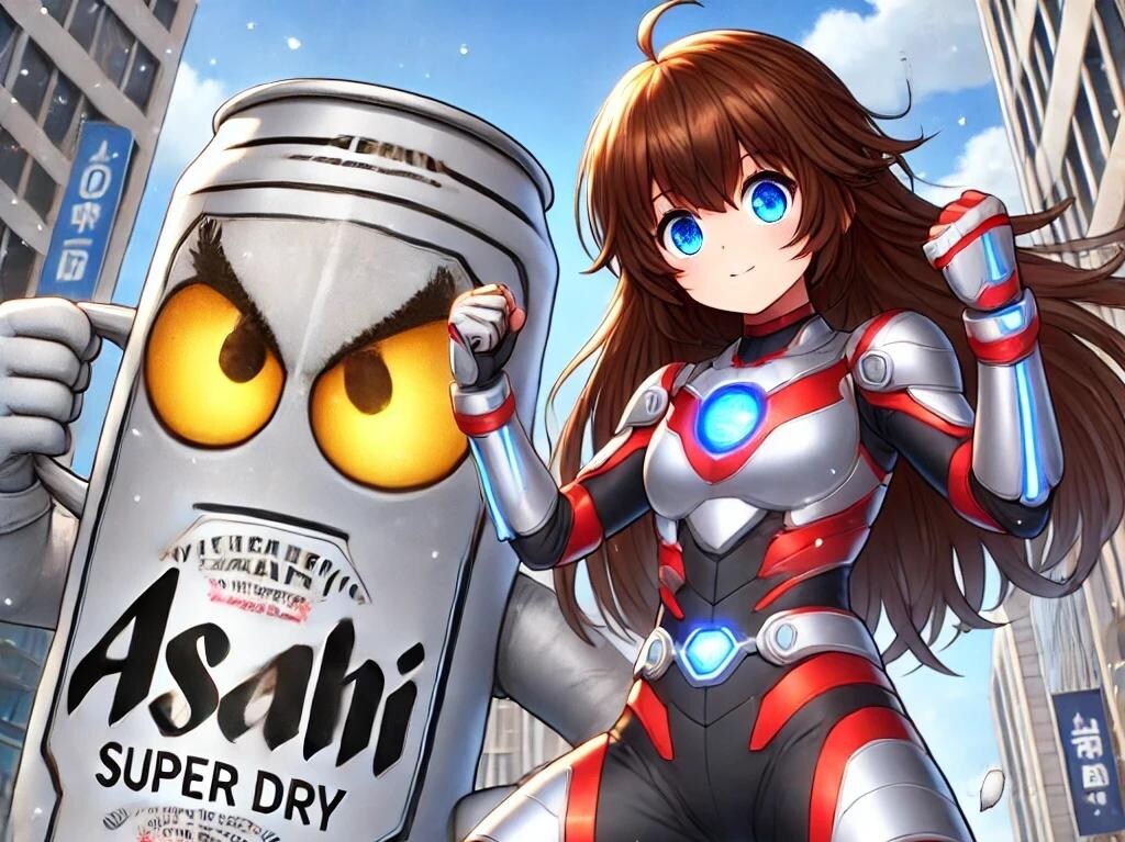 ヒーローとして戦うビール缶と小さな女の子