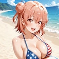 PixAIで星条旗ビキニのガハマ🇺🇸👙🏖️❤️ 2枚目