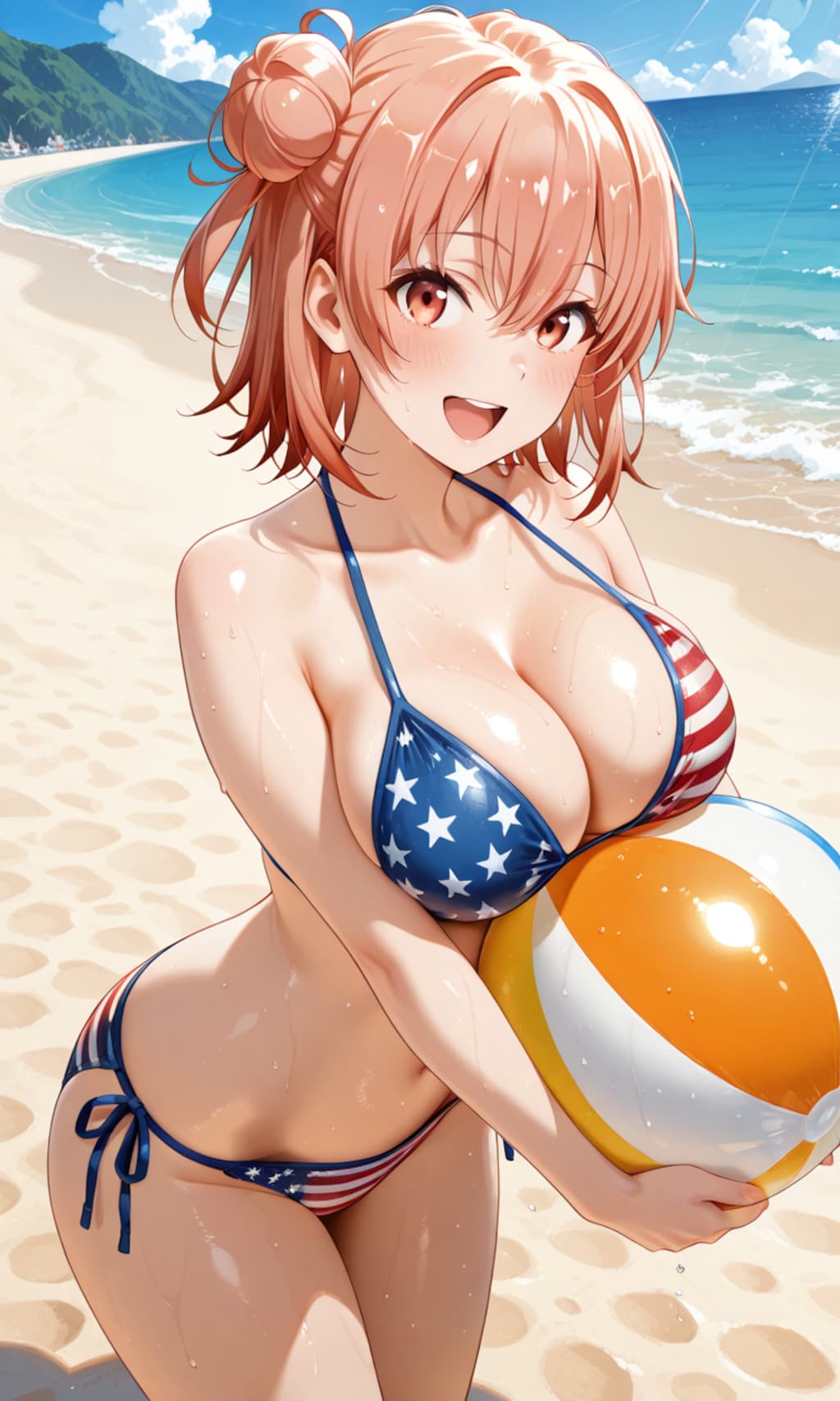 PixAIで星条旗ビキニのガハマ🇺🇸👙🏖️❤️