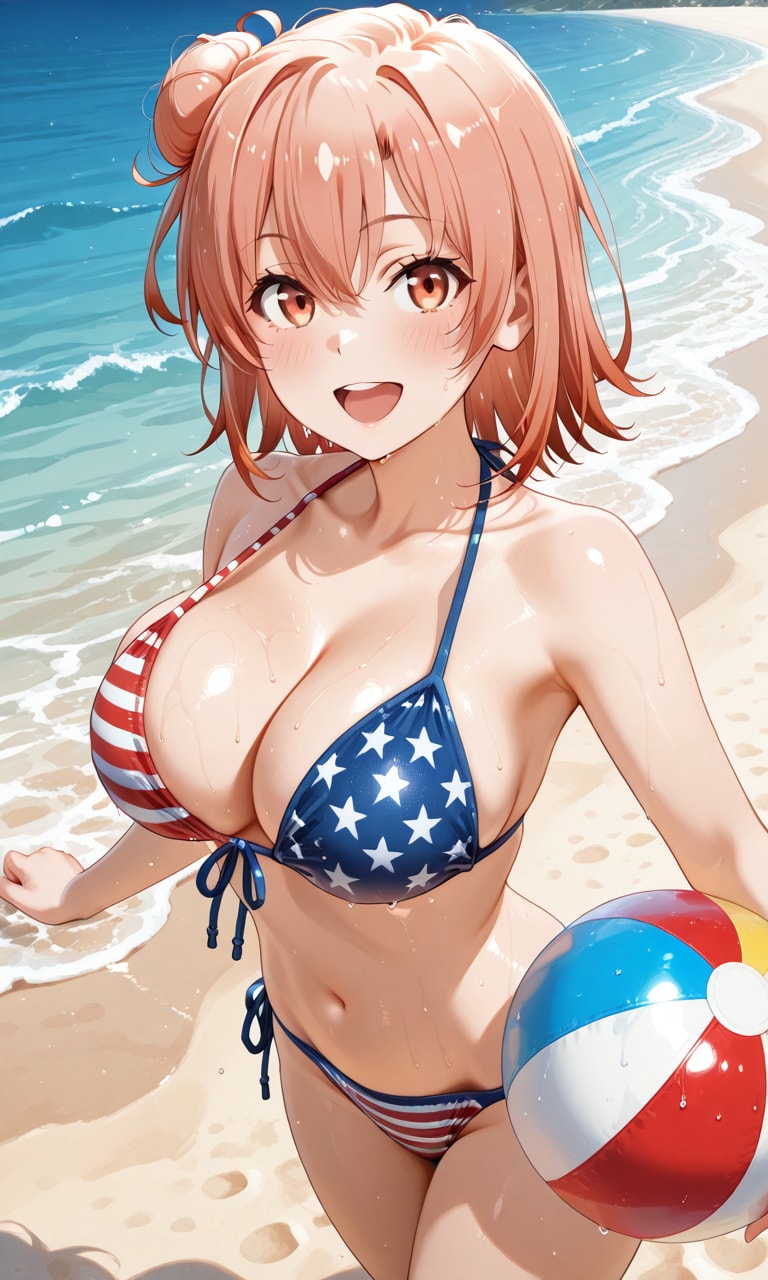 PixAIで星条旗ビキニのガハマ🇺🇸👙🏖️❤️