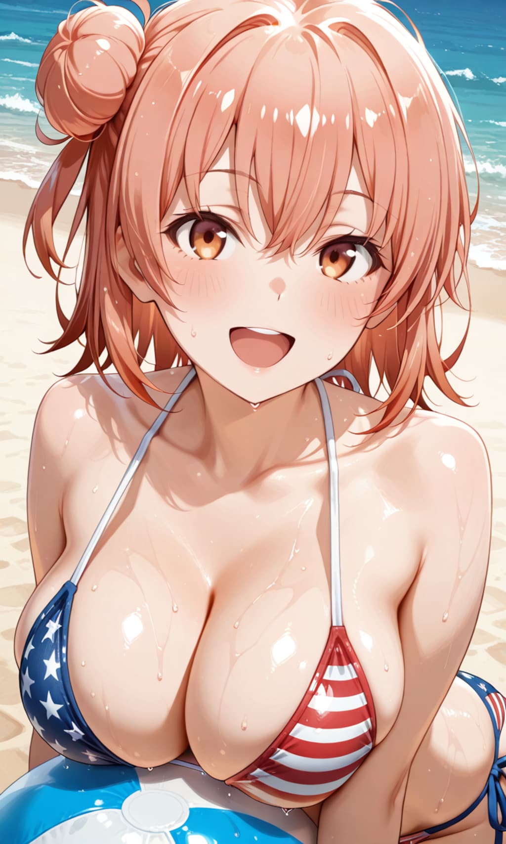 PixAIで星条旗ビキニのガハマ🇺🇸👙🏖️❤️
