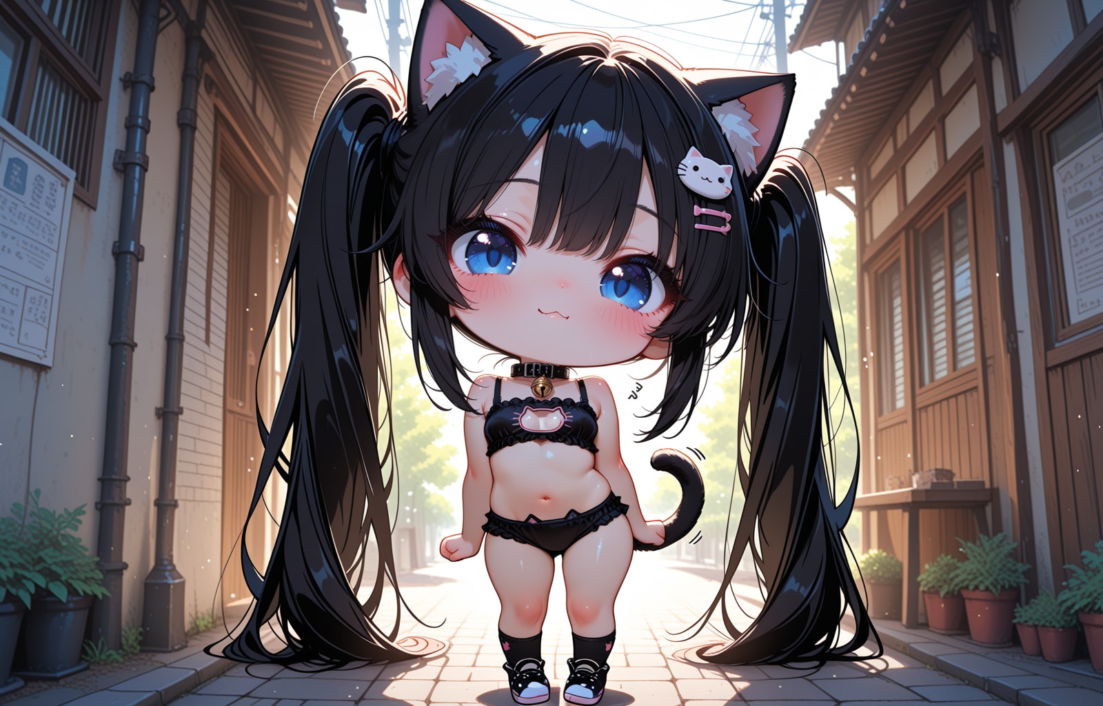 猫下着の娘