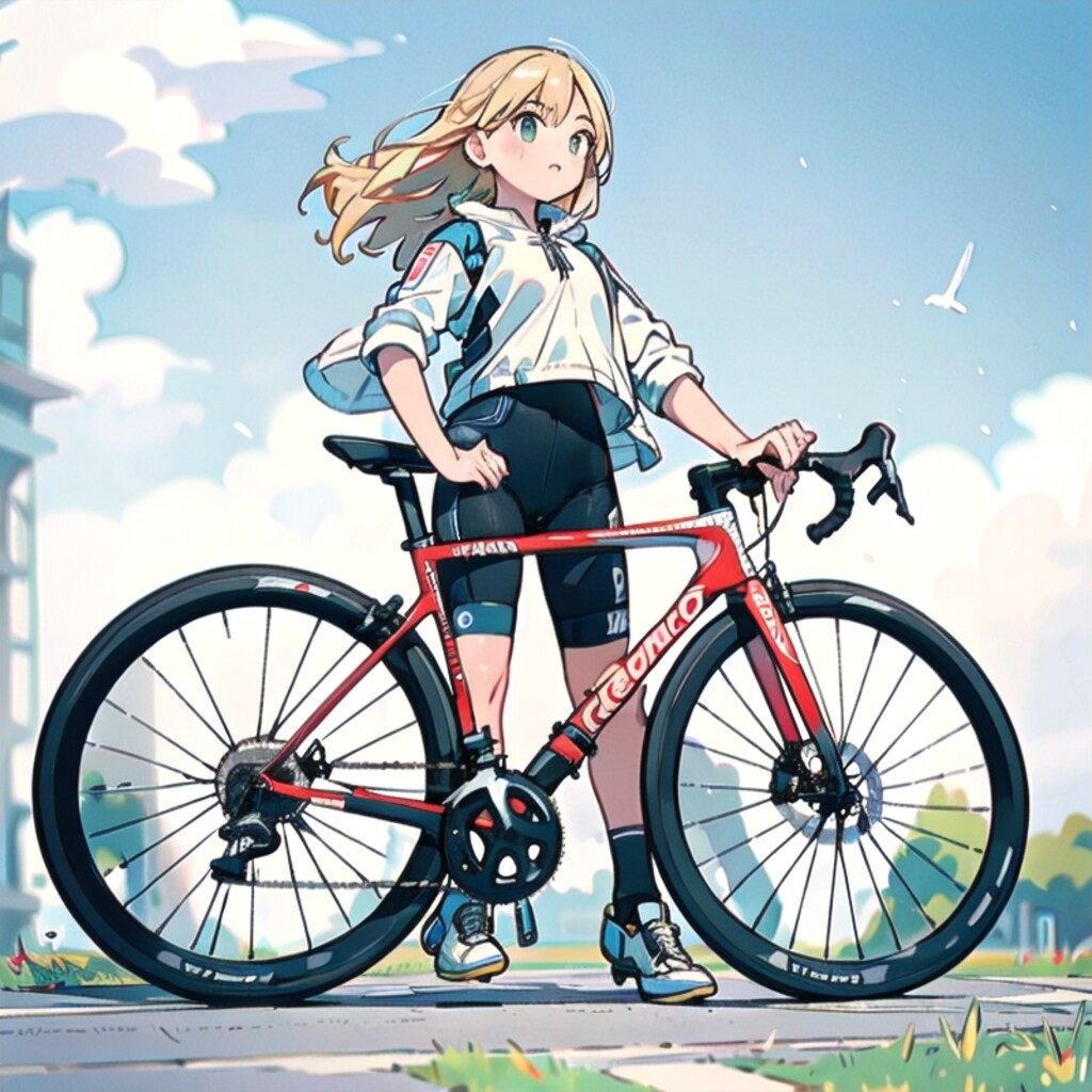 自転車ガールｗithロードバイク