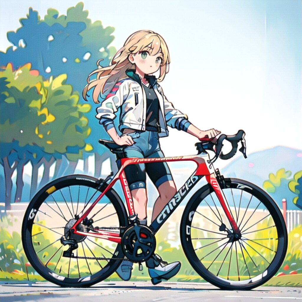 自転車ガールｗithロードバイク